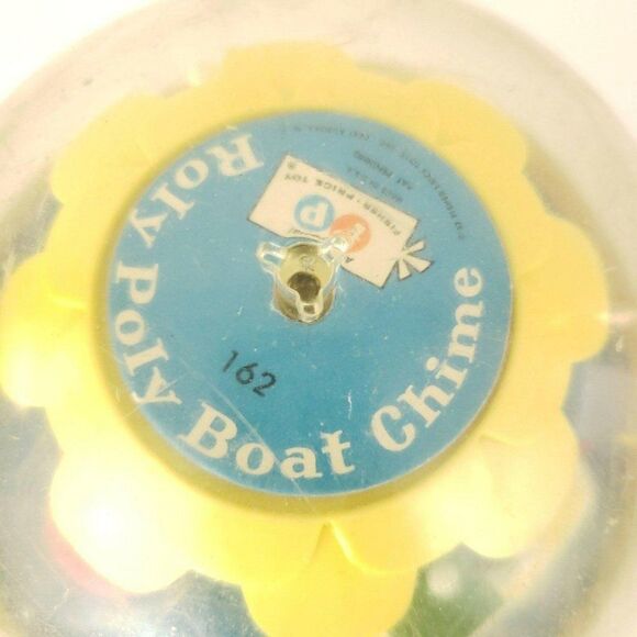 Fisher Price Roly Poly Boat Chime Ball #162  Yellow Sailboat Tugboat 67-69 Ocean - Picture 3 of 5